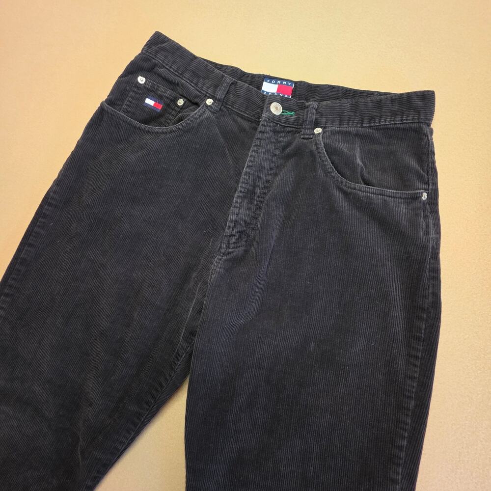 Tommy Hilfiger Vintage 90s Y2K Black Corduroy Pants Sz 10 Waist 30 Streetwear
